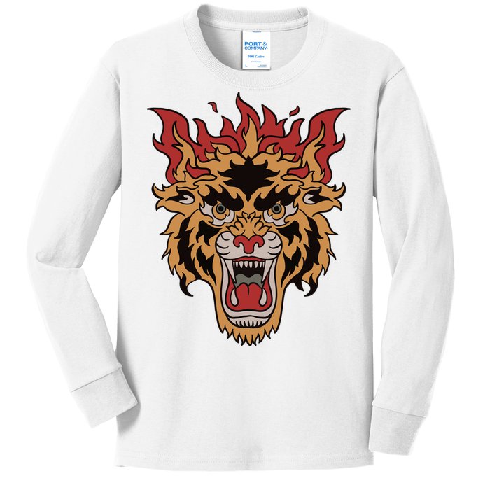 Tiger Flames Kids Long Sleeve Shirt