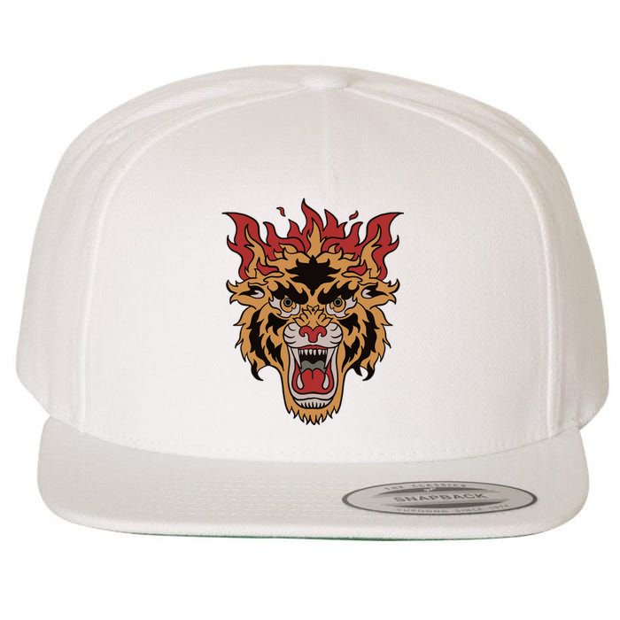 Tiger Flames Wool Snapback Cap