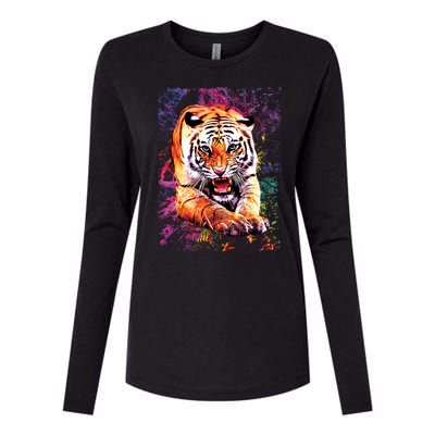 Tiger Jungle Colorful Womens Cotton Relaxed Long Sleeve T-Shirt