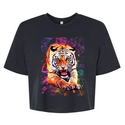 Tiger Jungle Colorful Bella+Canvas Jersey Crop Tee