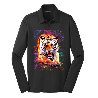 Tiger Jungle Colorful Silk Touch Performance Long Sleeve Polo