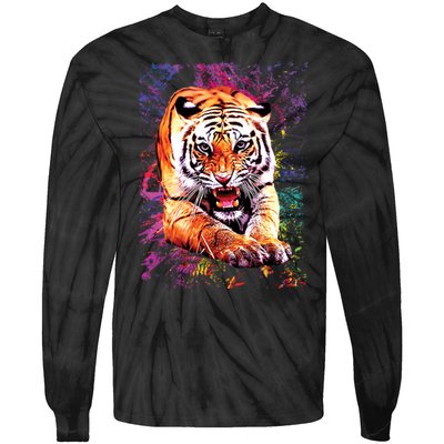 Tiger Jungle Colorful Tie-Dye Long Sleeve Shirt