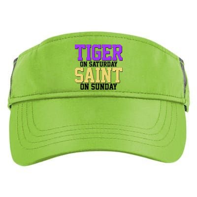 Tiger On Saturday Saint On Sunday Louisiana Football Adult Drive Performance Visor