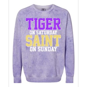 Tiger On Saturday Saint On Sunday Louisiana Football Colorblast Crewneck Sweatshirt