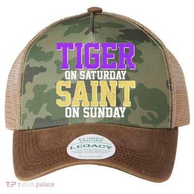 Tiger On Saturday Saint On Sunday Louisiana Football Legacy Tie Dye Trucker Hat