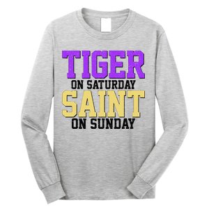 Tiger On Saturday Saint On Sunday Louisiana Football Long Sleeve Shirt