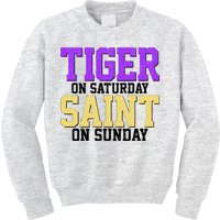 Tiger On Saturday Saint On Sunday Louisiana Football Kids Sweatshirt