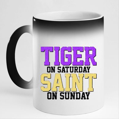 Tiger On Saturday Saint On Sunday Louisiana Football 11oz Black Color Changing Mug