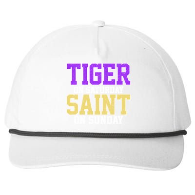 Tiger On Saturday Saint On Sunday Louisiana Football Snapback Five-Panel Rope Hat