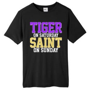 Tiger On Saturday Saint On Sunday Louisiana Football Tall Fusion ChromaSoft Performance T-Shirt