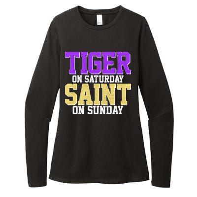 Tiger On Saturday Saint On Sunday Louisiana Football Womens CVC Long Sleeve Shirt