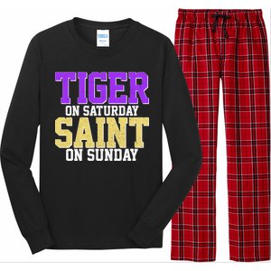 Tiger On Saturday Saint On Sunday Louisiana Football Long Sleeve Pajama Set