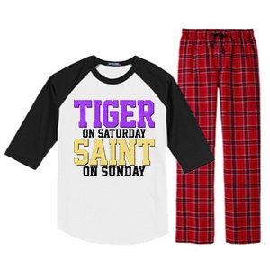 Tiger On Saturday Saint On Sunday Louisiana Football Raglan Sleeve Pajama Set