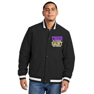 Tiger On Saturday Saint On Sunday Louisiana Football Insulated Varsity Jacket