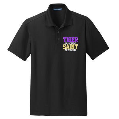 Tiger On Saturday Saint On Sunday Louisiana Football Dry Zone Grid Polo