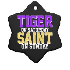 Tiger On Saturday Saint On Sunday Louisiana Football Ceramic Star Ornament