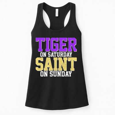 Tiger On Saturday Saint On Sunday Louisiana Football Womens Tank Top