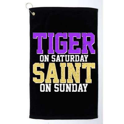 Tiger On Saturday Saint On Sunday Louisiana Football Platinum Collection Golf Towel