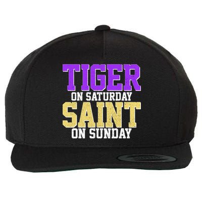 Tiger On Saturday Saint On Sunday Louisiana Football Wool Snapback Cap