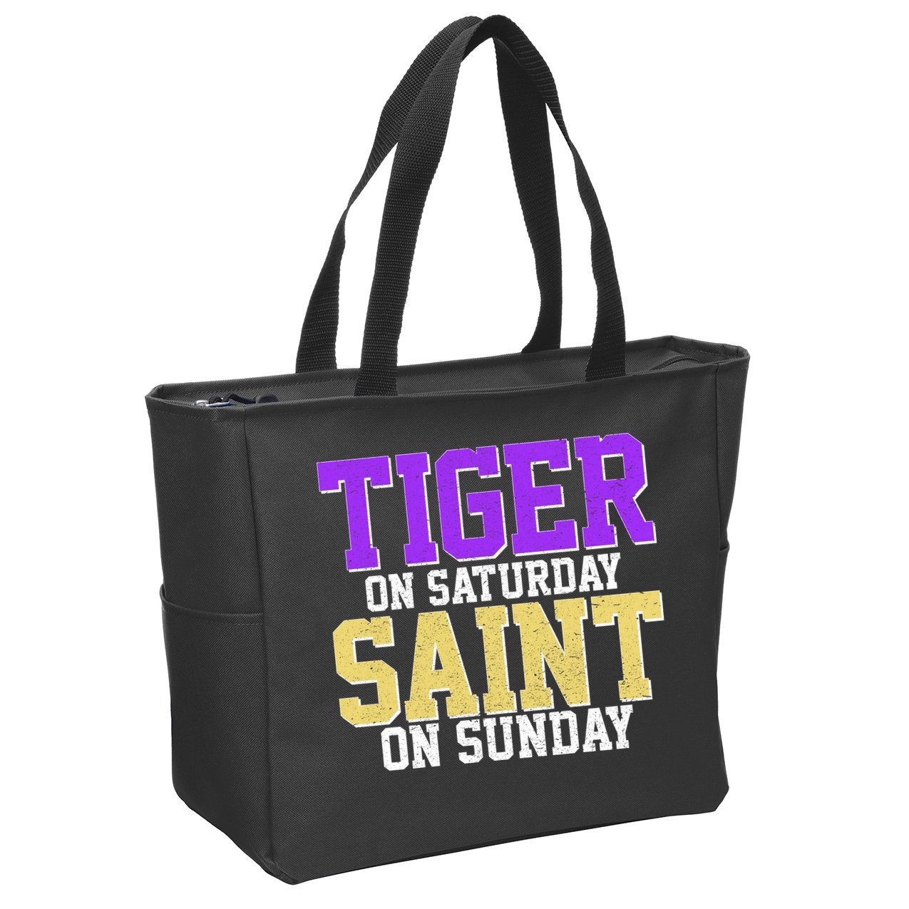 Tiger On Saturday Saint On Sunday Louisiana Football Zip Tote Bag