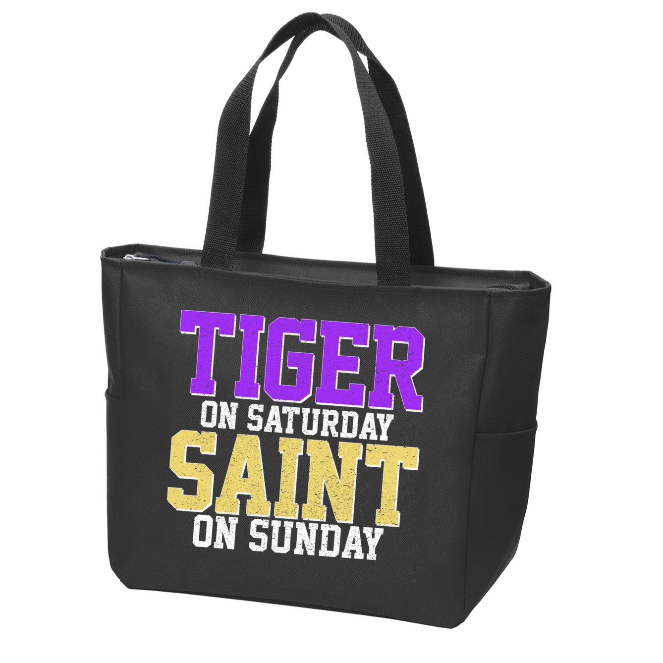 Tiger On Saturday Saint On Sunday Louisiana Football Zip Tote Bag