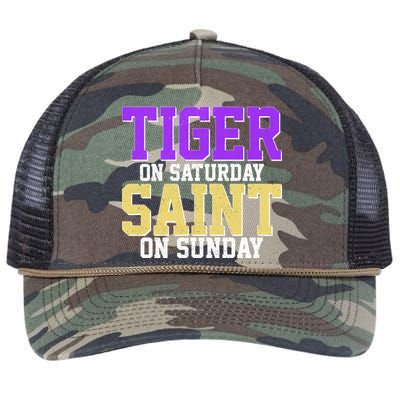 Tiger On Saturday Saint On Sunday Louisiana Football Retro Rope Trucker Hat Cap