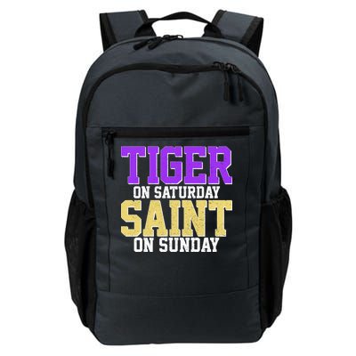 Tiger On Saturday Saint On Sunday Louisiana Football Daily Commute Backpack