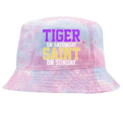 Tiger On Saturday Saint On Sunday Louisiana Football Tie-Dyed Bucket Hat