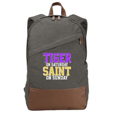 Tiger On Saturday Saint On Sunday Louisiana Football Cotton Canvas Backpack