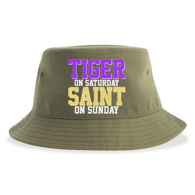 Tiger On Saturday Saint On Sunday Louisiana Football Sustainable Bucket Hat