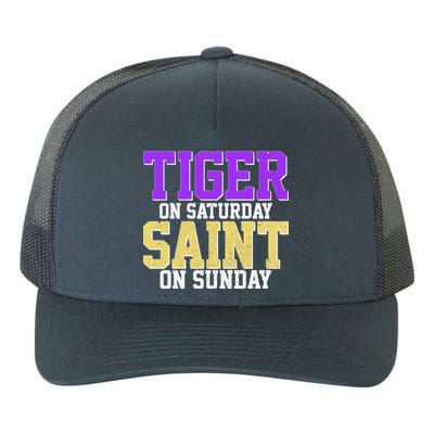 Tiger On Saturday Saint On Sunday Louisiana Football Yupoong Adult 5-Panel Trucker Hat