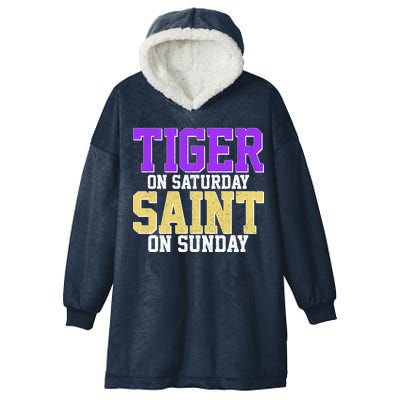 Tiger On Saturday Saint On Sunday Louisiana Football Hooded Wearable Blanket