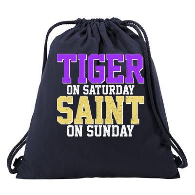 Tiger On Saturday Saint On Sunday Louisiana Football Drawstring Bag