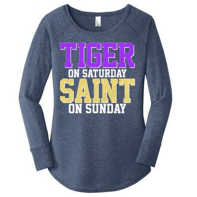 Tiger On Saturday Saint On Sunday Louisiana Football Women's Perfect Tri Tunic Long Sleeve Shirt