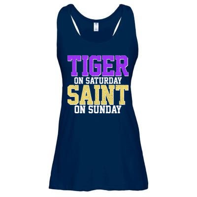 Tiger On Saturday Saint On Sunday Louisiana Football Ladies Essential Flowy Tank