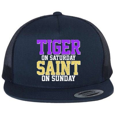 Tiger On Saturday Saint On Sunday Louisiana Football Flat Bill Trucker Hat