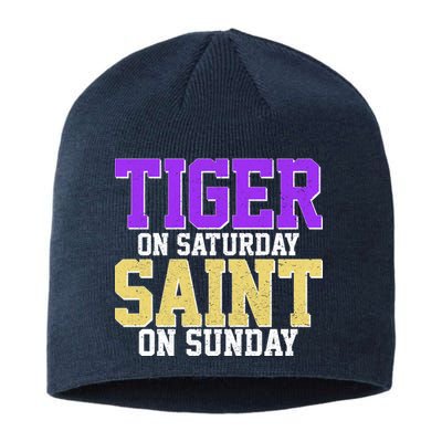 Tiger On Saturday Saint On Sunday Louisiana Football Sustainable Beanie