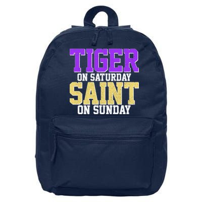 Tiger On Saturday Saint On Sunday Louisiana Football 16 in Basic Backpack