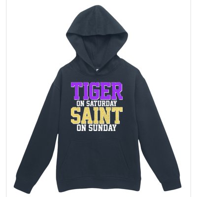 Tiger On Saturday Saint On Sunday Louisiana Football Urban Pullover Hoodie