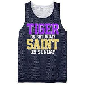 Tiger On Saturday Saint On Sunday Louisiana Football Mesh Reversible Basketball Jersey Tank