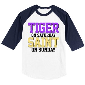 Tiger On Saturday Saint On Sunday Louisiana Football Baseball Sleeve Shirt