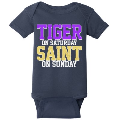 Tiger On Saturday Saint On Sunday Louisiana Football Baby Bodysuit