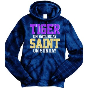 Tiger On Saturday Saint On Sunday Louisiana Football Tie Dye Hoodie