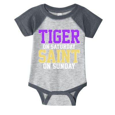 Tiger On Saturday Saint On Sunday Louisiana Football Infant Baby Jersey Bodysuit