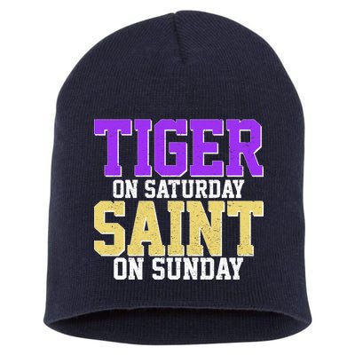 Tiger On Saturday Saint On Sunday Louisiana Football Short Acrylic Beanie