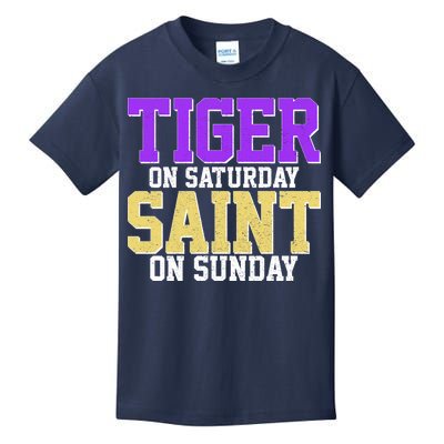 Tiger On Saturday Saint On Sunday Louisiana Football Kids T-Shirt