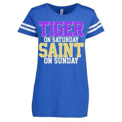 Tiger On Saturday Saint On Sunday Louisiana Football Enza Ladies Jersey Football T-Shirt