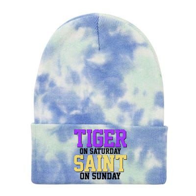 Tiger On Saturday Saint On Sunday Louisiana Football Tie Dye 12in Knit Beanie