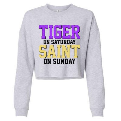 Tiger On Saturday Saint On Sunday Louisiana Football Cropped Pullover Crew