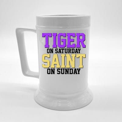 Tiger On Saturday Saint On Sunday Louisiana Football Beer Stein